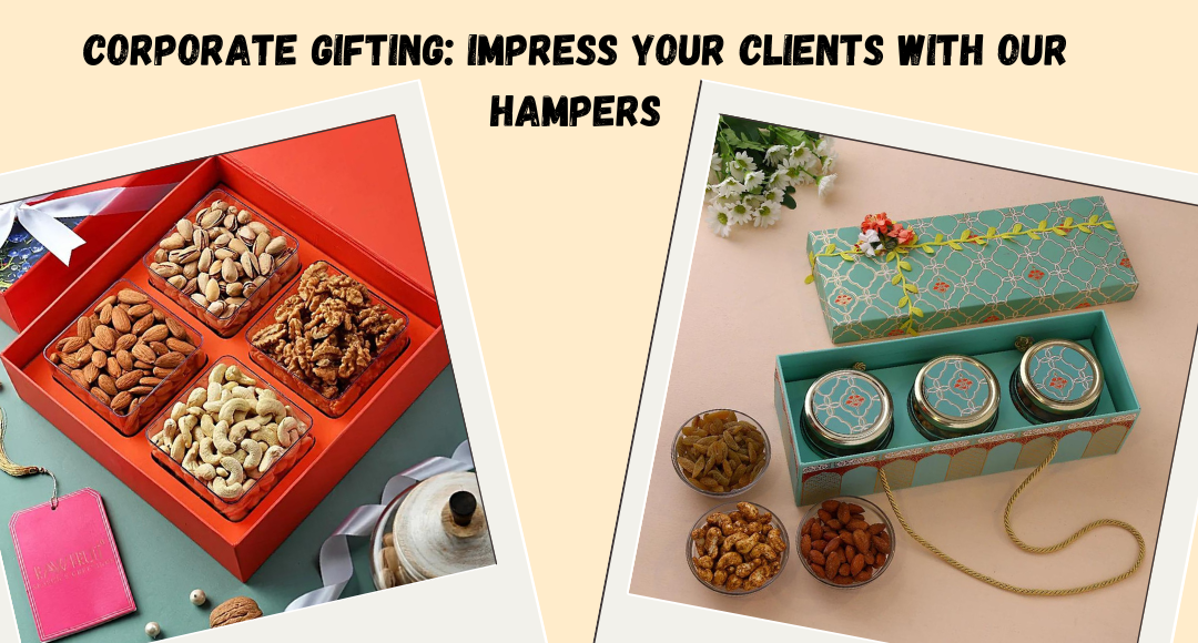 Two images of corporate gift hampers